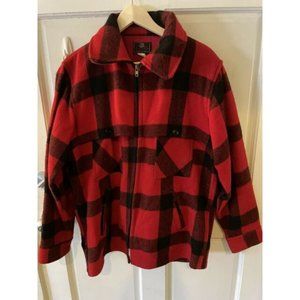 Vintage 50s-60s JOHNSON WOOLEN MILLS Full-Zip Buffalo Plaid Mackinaw Mens XL